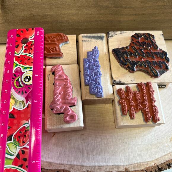 Rubber Stamp various phrases mixed a lot - Picture 4 of 4